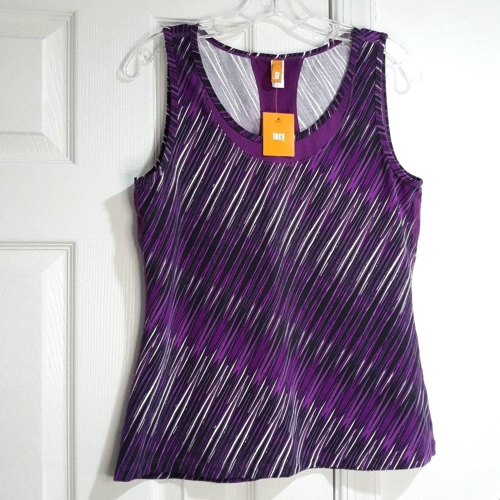 Lucy Activewear Propel Tank Purple and Black New Size Large